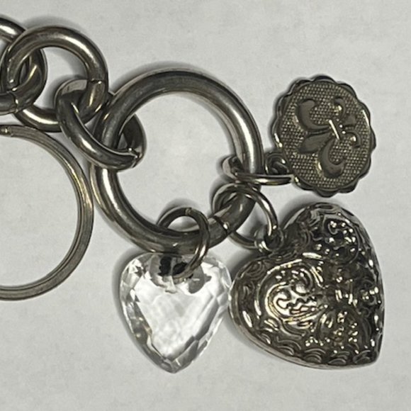 VTG Collectable Puffed Heart Key Ring Chain Charms Claw Clasp - Signed Kathy 6" - Picture 12 of 13
